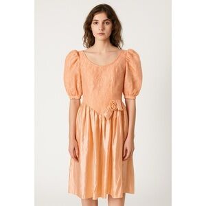 Vintage 1970s Dance Allure by Alfred Angelo Peach Satin Dress